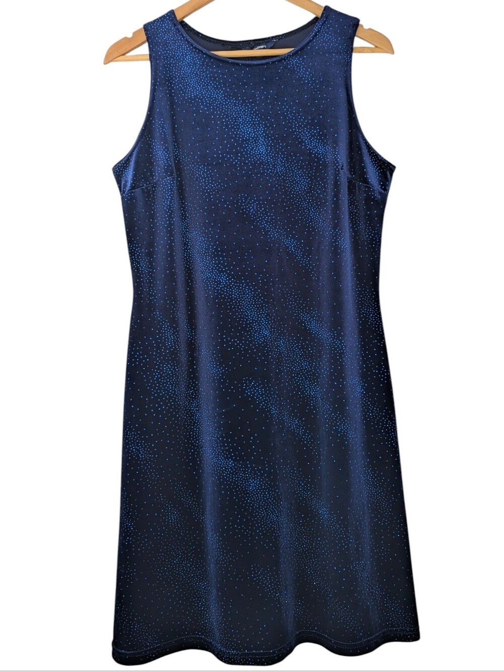 Vintage 90s Velvet Sparkle Navy Blue Mini Dress